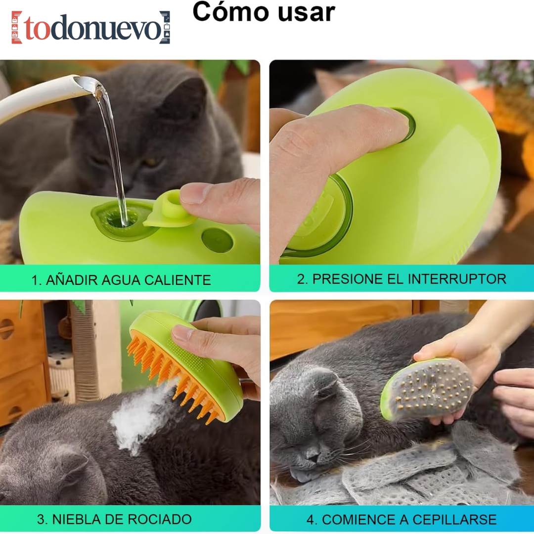 Cepillo de Vapor 3 en 1 Para Mascotas